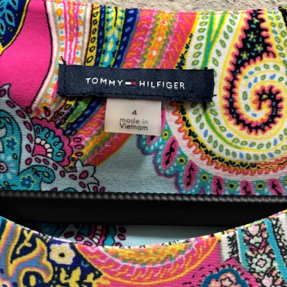Tommy Hilfiger Multi-Color Paisley Print Bell Sleeve Dress Size 4 - Picture 6 of 7